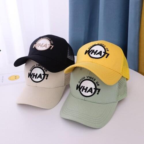 Doitbest Mesh Children Baseball Cap summer Hip Hop WHAT Letters Breathable kids Hats Boys Girls Caps child snapback Hat gorras