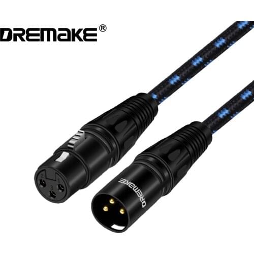 DREMAKE XLR Mic Cable Balanced XLR 3Pin Male to Female Microphone Patch Audio Cord for Live Sound&Stage Studio Harmonizer Mixer