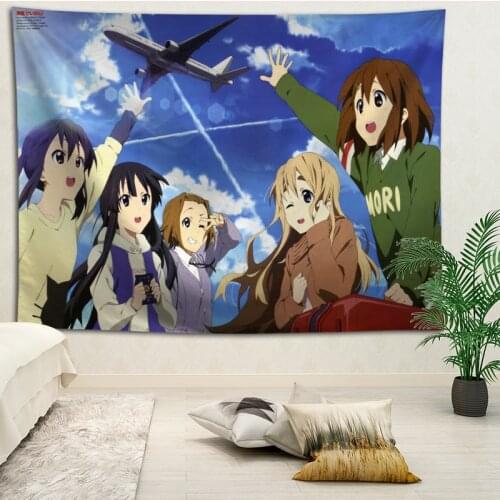 Custom K-ON! printed Creative tapestry living room bedroom background wall fabric hanging painting small fresh