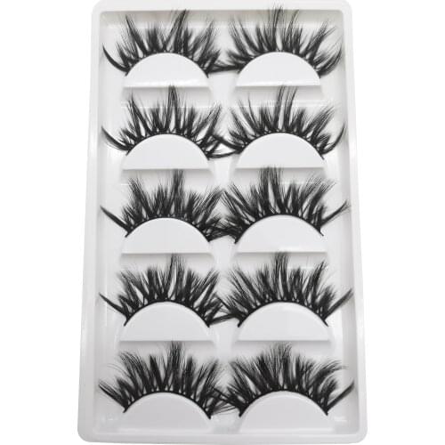 Thick Fake Eyelashes 5 Pairs Super Soft Long Lashes Thick Volume Faux Cils Cross Reusable Strip Eyelashes Makeup Wholesale