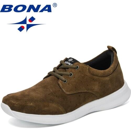 BONA 2021 New Designers Popular Suede Casual Sneakers Men Walking Footwear Man Leisure Comfy Shoes Mansculino Zapatillas Hombre