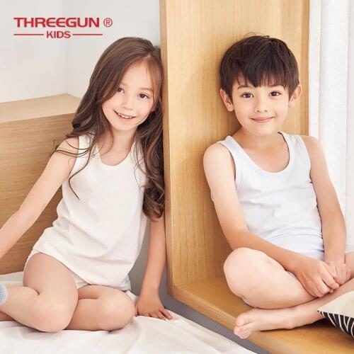 THREEGUN Kids Girls Boys Tank Tops Candy Color Kids Children Undershirt Summer Clothes
