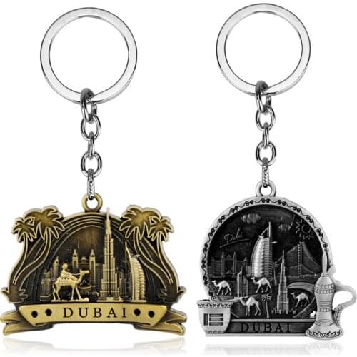 MQCHUN Creative Trinket DUBAI 3D Relief Building Pattern Tags Pendants Keychain Key ring Souvenirs