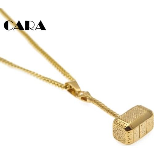 2019 New top quality 316L Stainless Steel men necklace Thor Hammer Necklace Pendant Jewelry men Hip hop trendy Jewelry CAGM0034