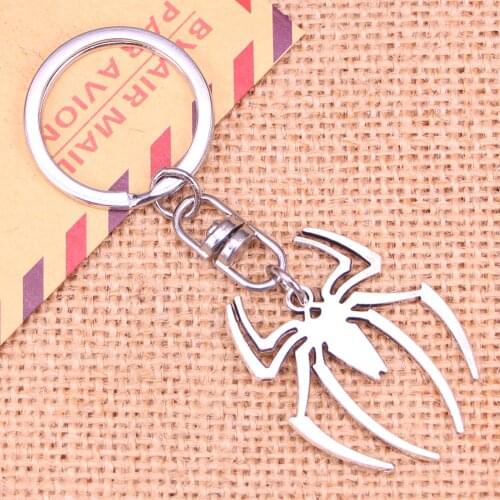 New Fashion Keychain 38*29 mm spider halloween Pendants DIY Men Jewelry Car Key Chain Ring Holder Souvenir For Gift