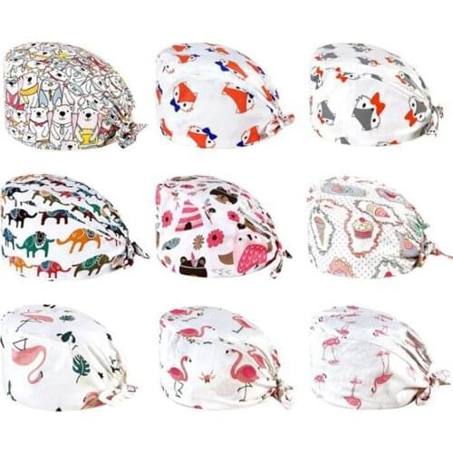 Wholesale Unisex Cotton Adjustable Pet Work Hats Dust Cap Nursing Cap Elastic Beauty Hats Beauty Salon Baotou Hat Pet Scrubs New