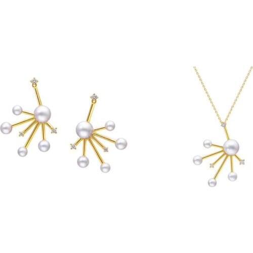 MADALENA SARARA 4mm-8mm Freshwater Pearl Round Shape Natural White Pearl 18K gold Pendant Necklace