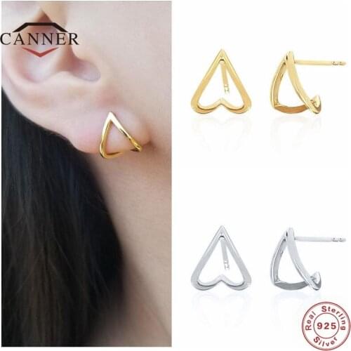 CANNER 925 Sterling Silver Fashion Personality Triangle Stud Earrings For Women Piercing Earring Earings Jewelry Pendientes