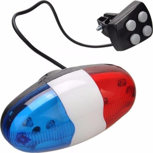 6 LED 4 Tone Sounds Bicycles Bell Police Car Light Electronic Horn Siren for Kid Children Bike Scooter Cycling Lamp Accessories