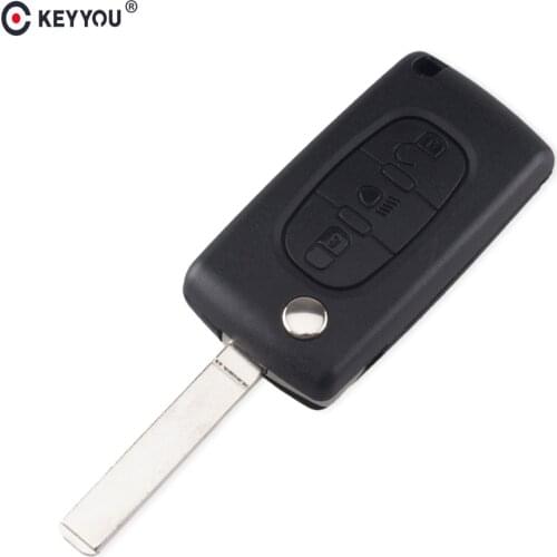 KEYYOU 3 Button Remote Flip Folding Key Shell Case Fob For Peugeot 307 407 308 607 Auto Key Car Key Case CE0536 VA2 Blade