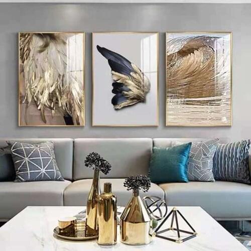 Modern Light Luxury Living Room Crystal Porcelain Painting Nordic Feather Mural Bedroom Dining Room Decoration Painting