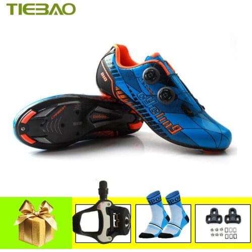 Tiebao carbon shoes road bike sapatilha ciclismo sneakers self-locking Ultralight bicycle riding shoes Athletic cycling shoes