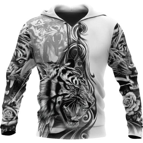 The Great Tiger Tattoo 3D All Print Size XS-7XL Hoodie Man Women Harajuku Outwear Zipper Pullover Sweatshirt Casual Unisex
