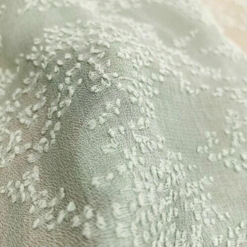 Soft Light Green Jacquard Dot-cut Chiffon Tulle Fabric for Dress Shirts by the Meter, Black, Pink, Yellow, White, Beige and Red