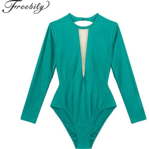 Ballet Leotards For Women Gymnastics Leotard Long Sleeves Dancewear Stretchy Breathable Ballet Dance Stage Performance Costumes