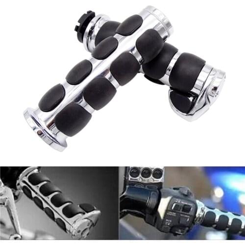 2 Pcs Motorcycle Universal 1" 25mm Handle Bar Aluminum&Rubber Hand Grips For Harley Touring Street Glide Softail Honda Yamaha