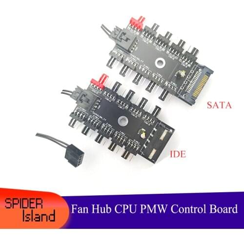 Fan Hub Computer PWM Temperature Control speed 3-4pin fan control SATA / IDE Power Supply Adapter Speed Controllerr