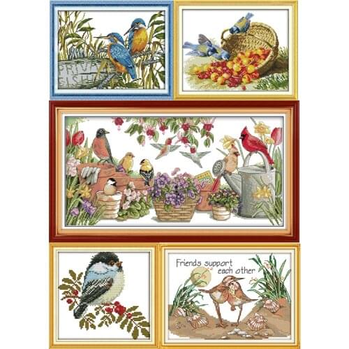 Spring Bird Series Counted Cross Stitch Kits 11CT14CT Printed Pattern Crafts DMC Fabric Sewing Needlework Embroidery Sets Decor
