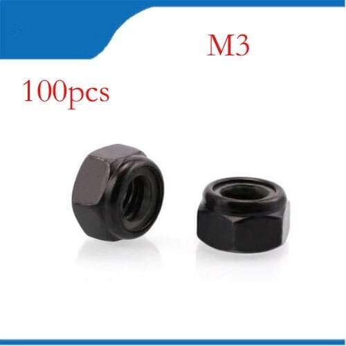 100PCS High Quality M3 Steel With Black Znic Nylon Lock Nut