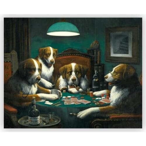 Dogs Playing Poker Art Prints "Poker Game" Funny Poster Office Wall Art Picture Decor Coolidge Poker Dogs Canvas Painting Decor