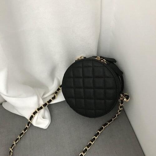 Women Solid Mini Circular Bag Shoulder Skew Chains Crossbody Bags for Women 2019 Girls Ladies Handbag Hand Bags