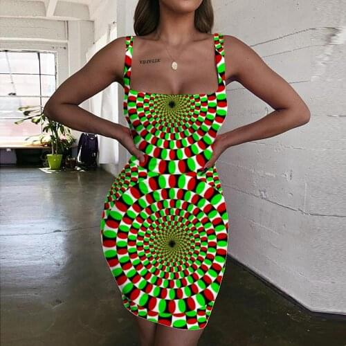 Giyu Dizziness Dresses Women Colorful Vestido Sexy Geometry Sundress Novel Bodycon Dress Womens Clothing Party Beach Beach