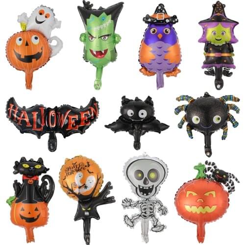 10pcs Halloween Pumpkin Balloons Skull Spider Foil Balloon Happy Halloween Decoration for Home Kids Toy Globos Party Supplies