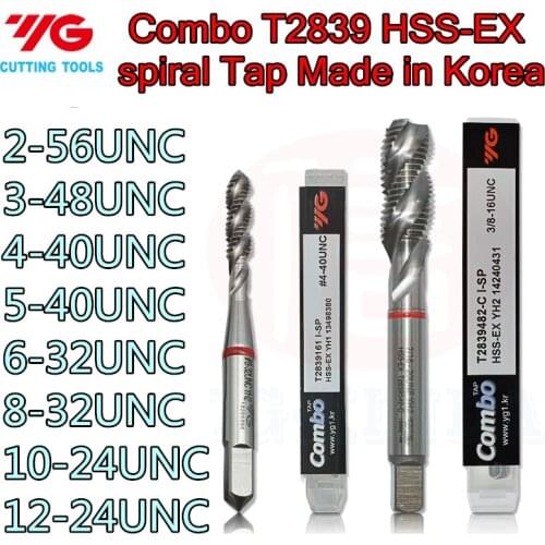 2-56UNC 3-48UNC 4-40UNC 5-40UNC 6-32UNC 8-32UNC 10-24UNC 12-24UNC 100% Korea YG-1 T2839 Combo HSS-EX spiral Tap