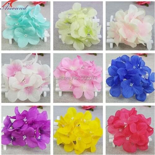 50PCS 11cm Large Hydrangea Head Artificial Silk Flowers For Wedding Decoration DIY Handmade Floral Crafts Supplies Flories