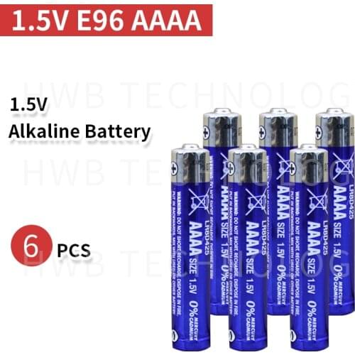 6PCS 1.5V E96 AAAA primary battery Alkaline battery dry battery laser pen, Bluetooth headset battery Free shipping