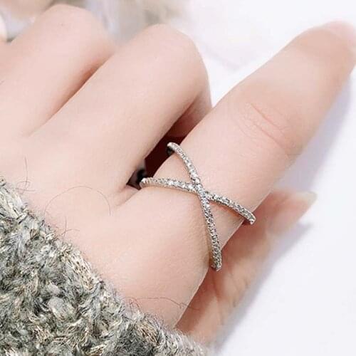 60% Silver Rings for Women Fine Jewelry Cross Cubic Zircon 925 Sterling Silver Female Adjustable Finger Ring Gorgeous Bague