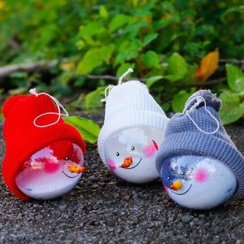 60pcs/lot Transparent Snowman Christmas Ball Ornament Christmas Decorations For Home Tree Pendant Navidad Gift For Kids