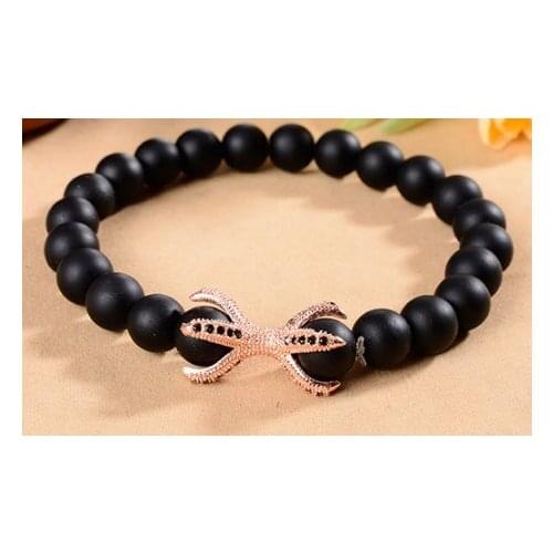 8mm rope micro pave cz zircon Eight claws Reiki Buddha Prayer Yoga Bracelet dyx232 adjusted Macrame black bead Bangles