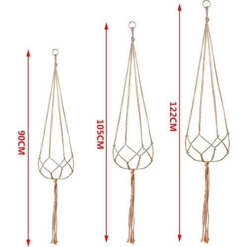 90cm/105cm/122cm Handmade Macrame Pot Holder Pot Holder Hanging Jute Rope Plant Hanger Home Courtyard Garden Decor