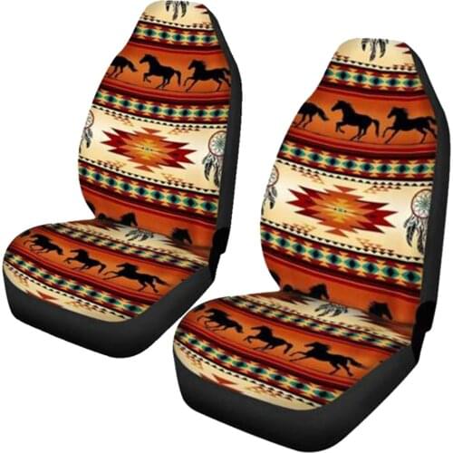 Aztec Horses Car Seat Covers Split Bench Protection Cushion Easy Install Universal Fit for Auto Truck Van SUV For Peugeot 206