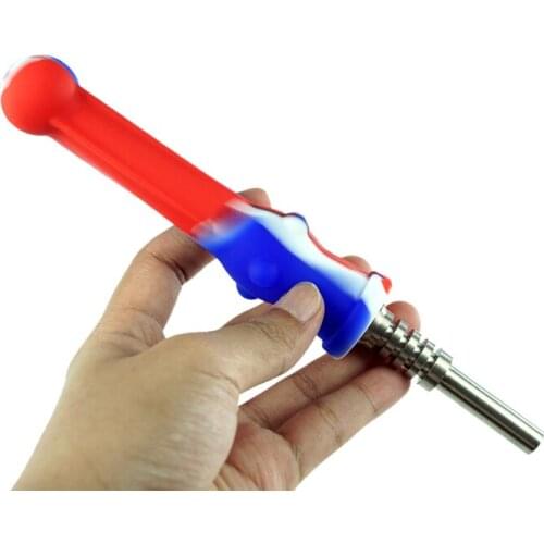 Cold smoking colored Pipe Tobacco Smoking Silicone Pipe Cigar Pipes Concentrate Oil Pipes Smoking with Titanium Metal Pipes