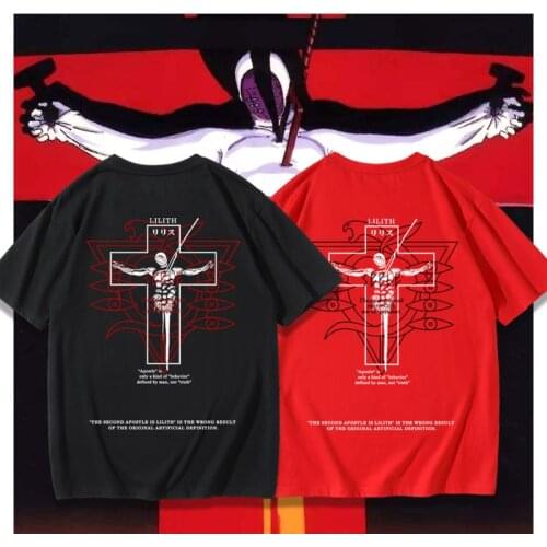 JP Anime Evangelion 2nd Angel Lilith Print Tee Shirt for Men and Women Casual Short Sleeve T-shirt