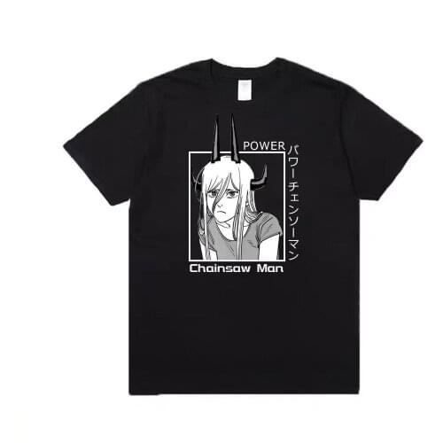 Chainsaw Man Funny T-Shirt Men Women Anime Cotton Cute Power T Shirt Clothes Short Sleeve Tops Tees Fashion Summer Top