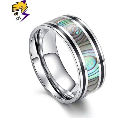 Fashion Abstract Enamel Abalone Shell Rings for Men Titanium Steel Wedding Bands Multicolor Finger Ring Women Gift Jewelry