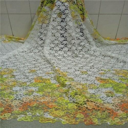 Milk Silk African Dry Lace Fabric Embroidered Nigerian For Dress High Quality Flower Guipure Cord Lace For Wedding dress kc19-73