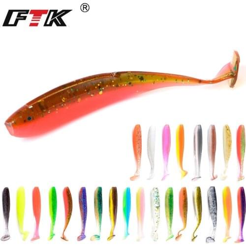 FTK 90mm 120mm Fishing Soft Lure Sea Cucumber Paddle T-Tail Single Tails Carp Grub Worm Silicone Wobbler Spiky Shad Baits