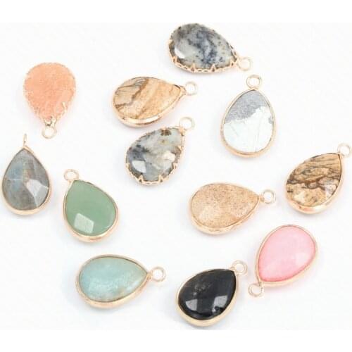 Natural Stone Fashion Drop-shaped Rose Quartzs Labradorite Pendantsr DIY bracelet necklace for Jewelry Making Reiki Healing