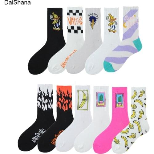 1Pairs Pure Cotton Men Women Socks Funny Harajuku Hip Hop Street Skateboard Christmas Socks Male Cartoon Cute Animal Print Sox