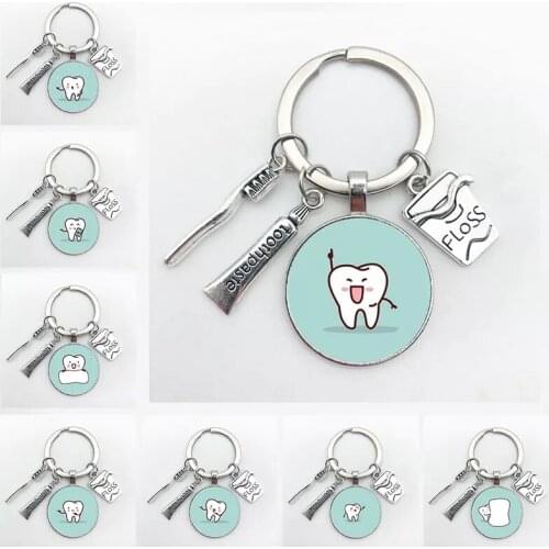 2021 New Dentist Dental Glass Keychain Dental Assistant Gift Dental Care Keychain 1 order