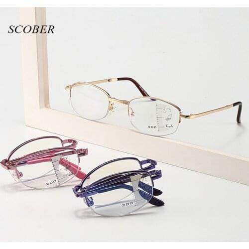 2020 New Progressive multifocal folding reading glasses men smart zoom reading glasses women far near sight anti-blue with case