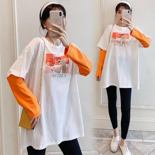 Maternity Clothes One Piece Layer Look Maternity Top T-shirt Clothes For Pregnant Women Loose Plus Size Maternity Dresses