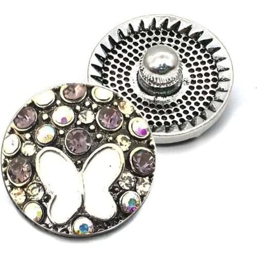 Wholesale metal Rhinestone Snap Buttons W136 butterfly High heels Diy Jewelry fit 18mm Snap button Necklaces/Bracelets for women