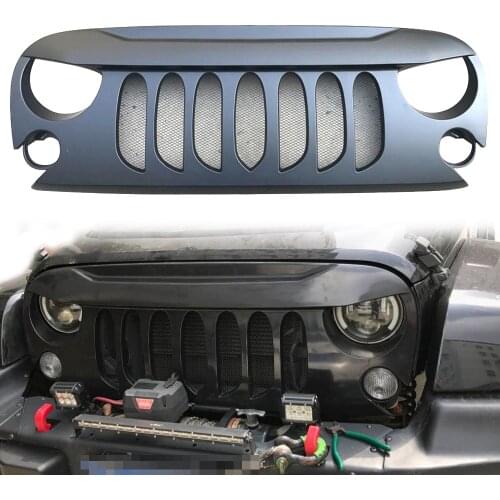 Matte Black Beast Front Grille Demon Grid Grill Mesh Insert fits Jeep Wrangler Rubicon Sahara Sport JK 2007-2017