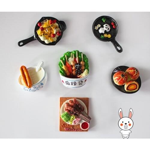 Polyresin Fridge Magent Simulation Chinese Food Magnetic Creative Cute Refrigerator Sticker Home Decoration Mashed Potatoes