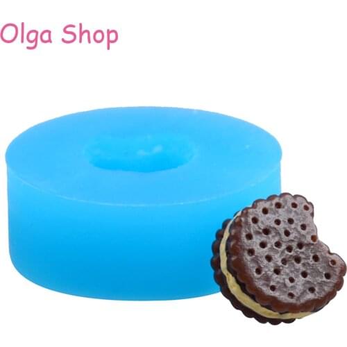 QYL342 12.6mm Mini Bitten Cream Felt Cookie Silicone Mold Fondant Biscuit Miniature Food Polymer Clay Resin Pendant Jewelry